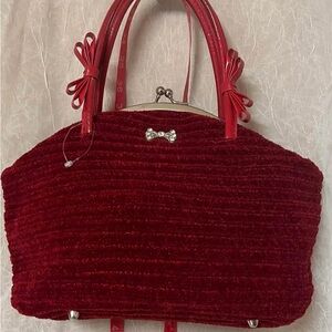 Marlo Red Shoulder Bag with Quilted Texture and Silver Charm